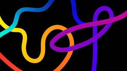 Set of vector graphic elements. Abstract shapes with smooth wavy lines, bright colors and gradient transitions.