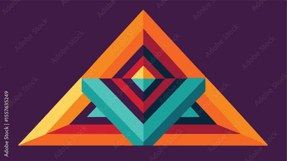 Poster abstract geometric triangle design with layered colors and a transparent background
