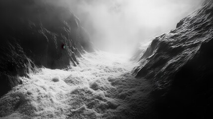 A Dramatic Black And White Scene Of Rocky Mountain Canyons