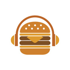 Stylized burger with headphones hamburger food