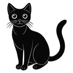 black and white cat silhouette