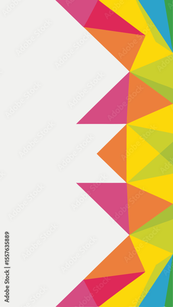 Poster abstract geometric triangle design with vibrant colors ideal for backgrounds and digital graphics