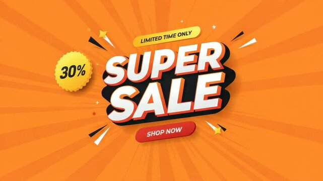 Bright promotional banner with 30% discount offer for limited time