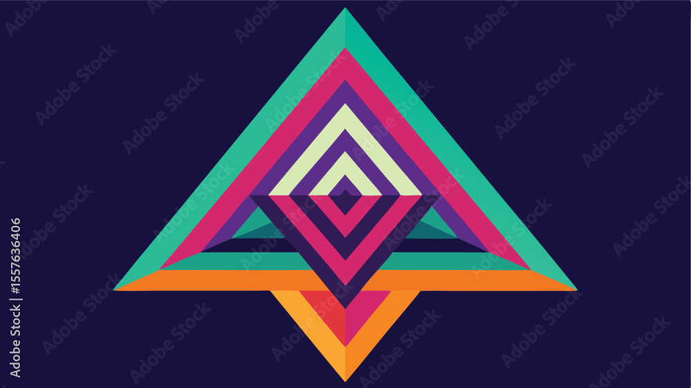 Poster abstract geometric triangle illustration featuring overlapping colorful line art design