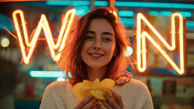 Woman Holding a Yellow Frt in Her Hand