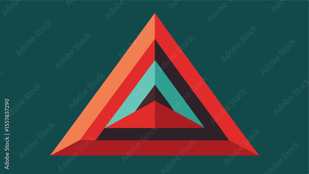 Poster abstract layered geometric triangle design with modern color palette on transparent background.