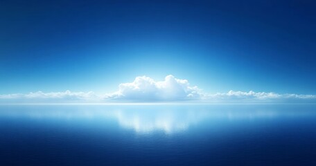 Obraz premium Peaceful Ocean Scene with Bright Blue Sky and Clouds