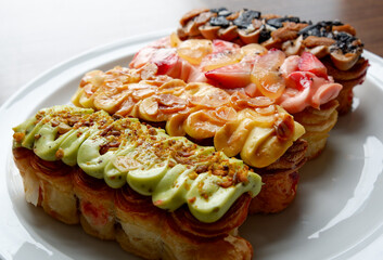 Assorted Gourmet Eclairs from the Sunday market.