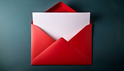 vibrant red envelope with white interior is open showcasing its elegant design envelope bold color and clean lines make it perfect for special occasions or formal invitations