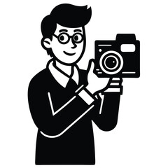 content creator with camera silhouette