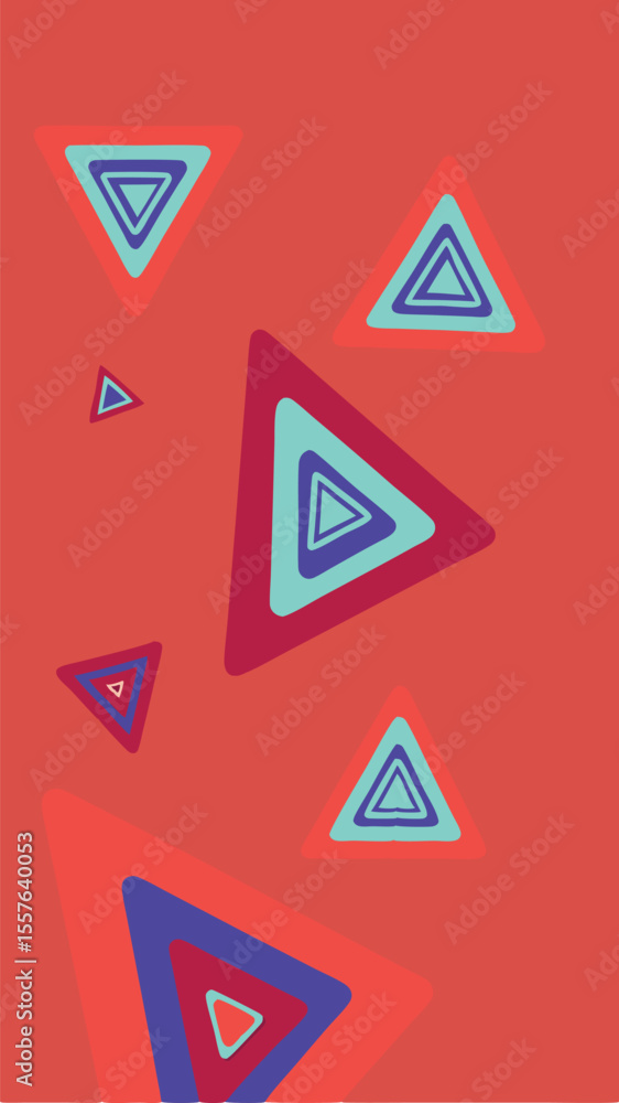 Poster abstract geometric composition of triangles in vibrant colors with transparency