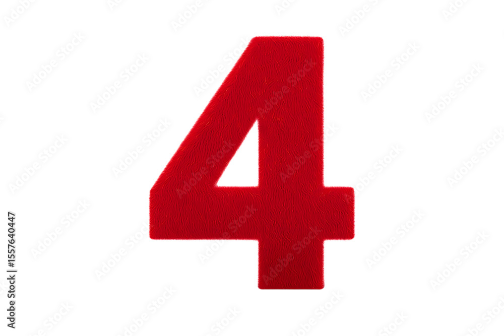 Poster red textured number four isolated on black isolated on a transparent background image