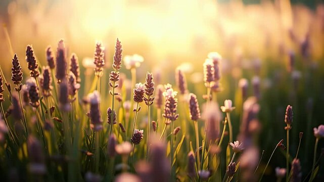 Lavender & Peach Fuzz Grainy Sunlit Meadow