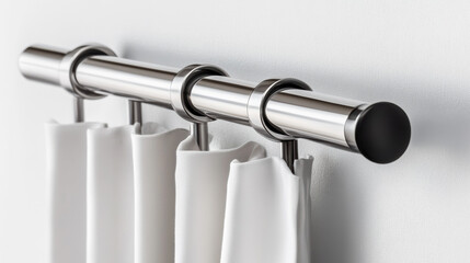 Set of simple, elegant curtain rods isolated on a white background, emphasizing their sleek lines and neutral design. 