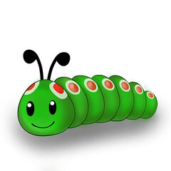 Green tea worm drawing, cute worm cartoon vector