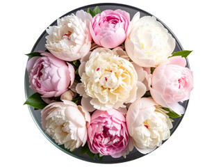Untitled design - “Top-Down Shot of Peony Flower Arrangement in Round Glass Vase, Isolated PNG