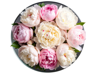 Untitled design - “Top-Down Shot of Peony Flower Arrangement in Round Glass Vase, Isolated PNG