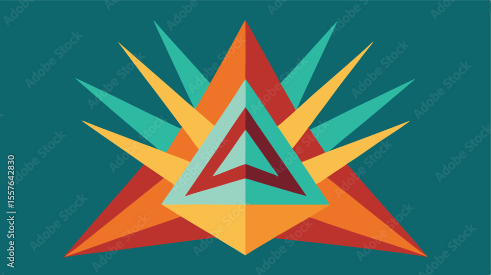 Poster colorful abstract geometric triangle design with transparent elements suitable for various projects
