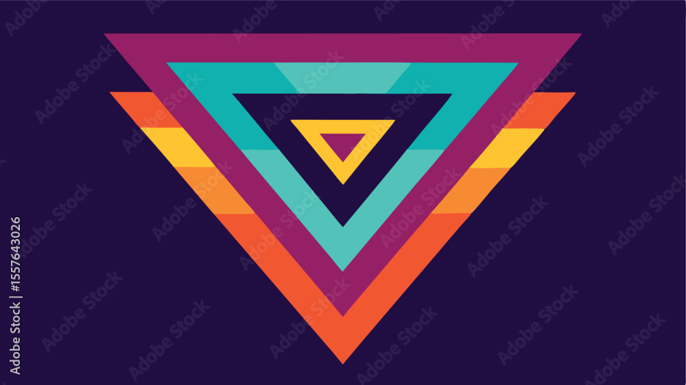 Poster colorful abstract triangle composition with layered geometric shapes and vibrant color palette