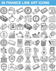 Finance, banking, money management - thin line web icon set
