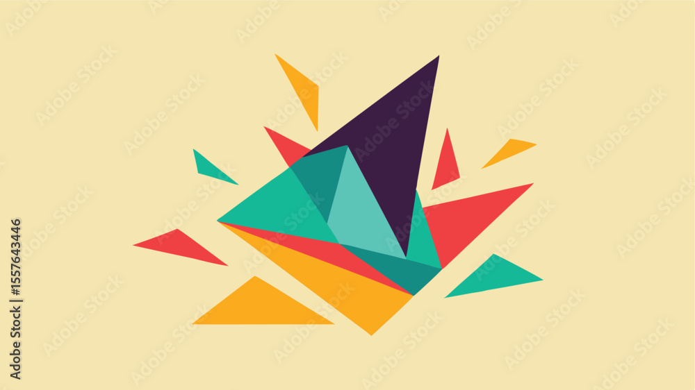 Poster colorful geometric abstract composition with transparent design elements for creative projects