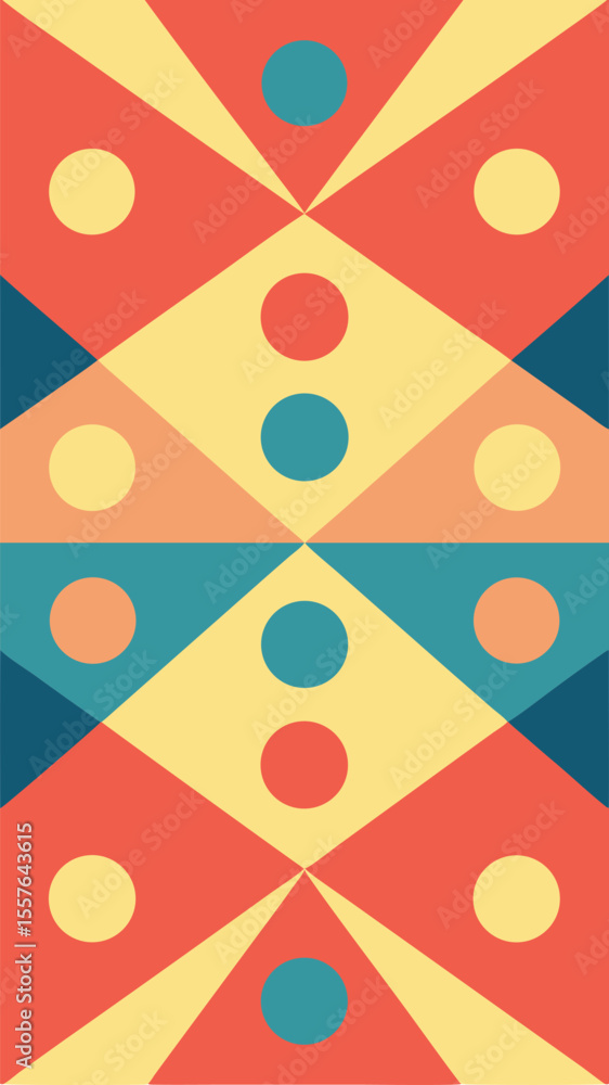 Poster colorful geometric abstract pattern with overlapping shapes and minimalist design