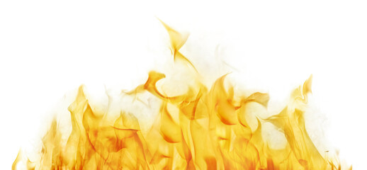 orange hot flame sparks in smoke isolated on white