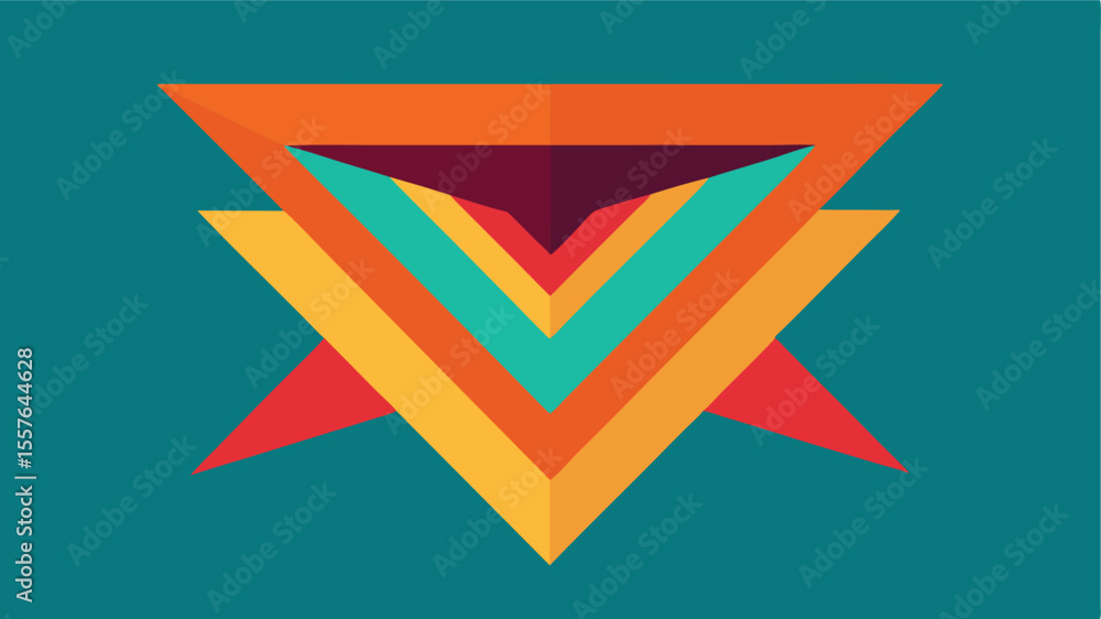 Poster colorful overlapping geometric triangles abstract artwork in vector format on transparency