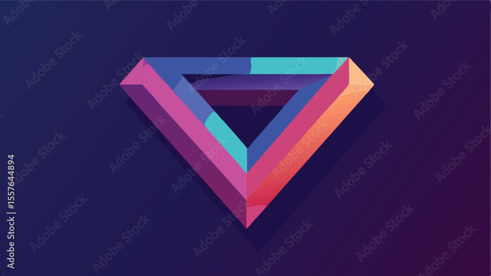 Poster geometric 3d render of a gradient triangle shape on a colorful vector illustration