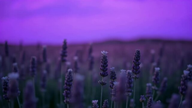 Design a gradient background inspired by a field of lavender at twilight, shifting from deep purples and blues to soft pinks and lavenders, with a touch of golden light