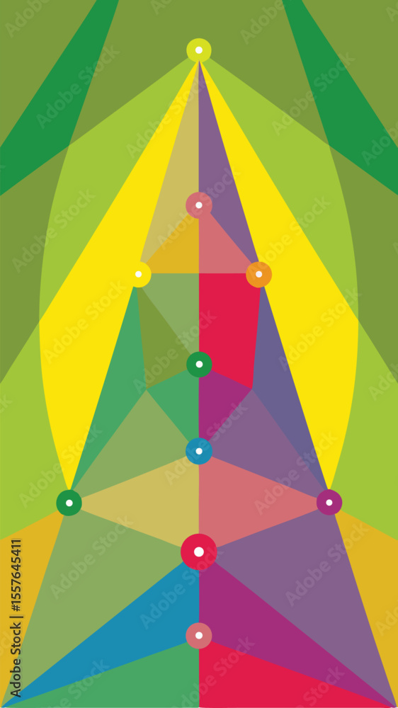 Poster geometric abstract composition with transparency and colorful overlapping shapes on white