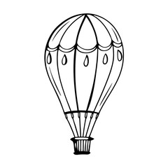 Hot Air Balloon Vector Illustration Hand Drawn Line Art Design