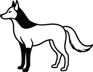 standing wolf outline silhouette wild animal nature spirit vector