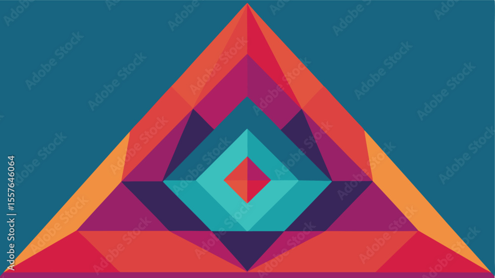 Poster geometric abstract design with layered triangles and colorful shapes on a transparency