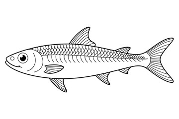 Obraz premium A black and white drawing of a fish. 