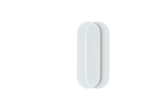 Two white rounded rectangles overlapping isolated on a transparent background clean