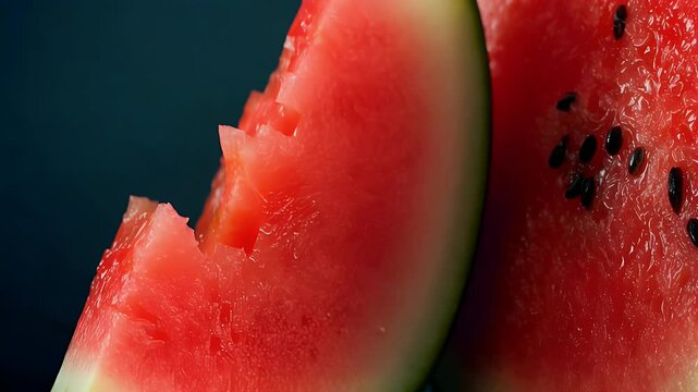  A gradient background like a cut watermelon, transitioning from deep green rind to bright pink and red flesh, with scattered black seeds