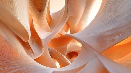 Abstract Peach Swirls: 3D Rendered Architectural Design
