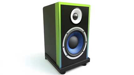 Obraz premium Modern Stylish Green Blue Studio Speaker 3D Render