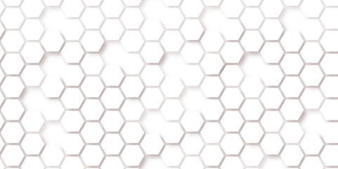 Abstract seamless honeycomb hexagon background. Geometric texture white gray pattern design.
