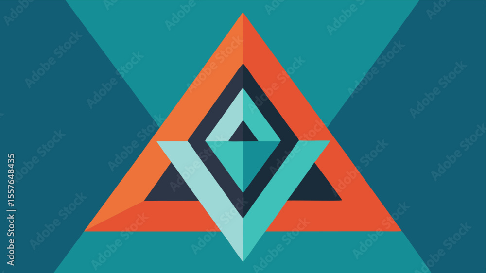 Poster geometric abstract illustration featuring intersecting triangles on a transparent background