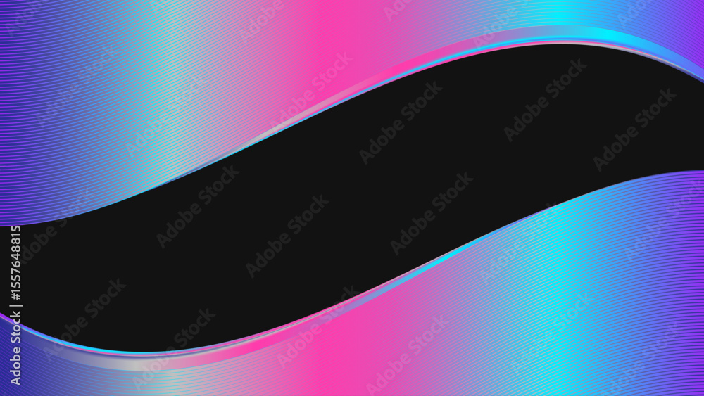 Poster neon wave gradient background with curved lines