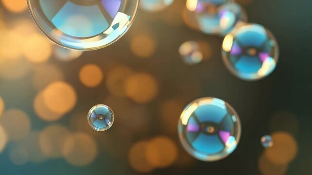 Periwinkle & Gold Grainy Abstract Soap Bubbles