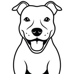 Happy pitbull dog portrait line art illustration