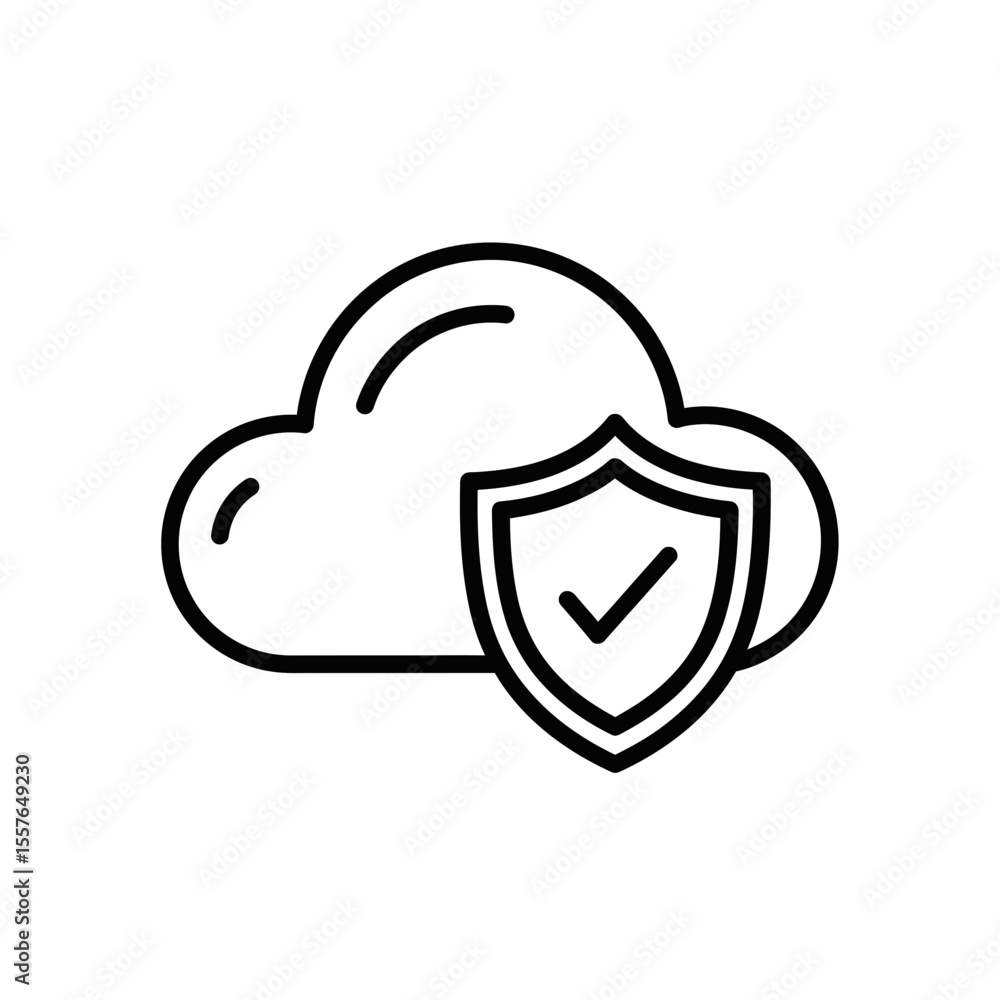 Poster cloud computing security concept with shield icon