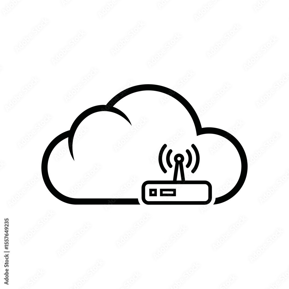 Aufkleber cloud computing concept with signal receiver icon