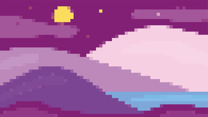 pixel art landscape vector illustration background, 