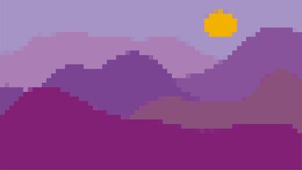 moon night pixel art landscape vector illustration background