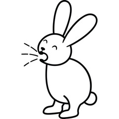 Cute cartoon bunny rabbit with long ears shouting or singing with joy