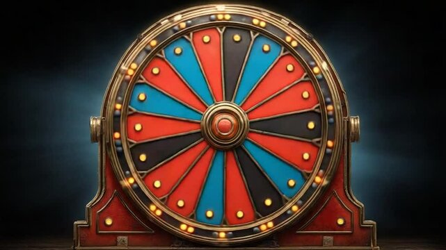 Vintage Fortune Wheel Animation, Elegant Casino Style, Game, Lucky Spinning Wheel Concept